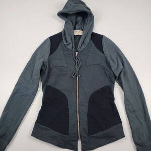 Prairie Underground Jacket Long Cloak Hoodie Zip Hooded Coat Gray Small Two Tone